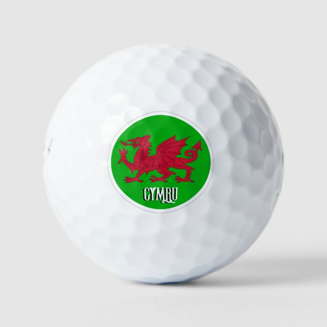 Walisische Drachenbälle, patriotische Wales / Cymr Golfball (Vorderseite)