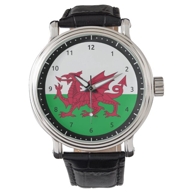 Walisische Drachenflagge Armbanduhr (Vorderseite)