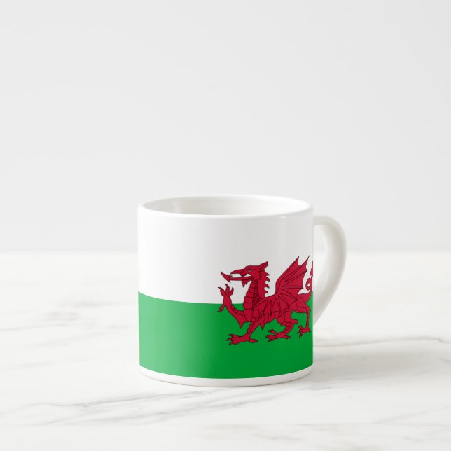 Walisische Drachenflagge Espressotasse (Vorderseite Rechts)