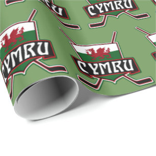 Walisische Eishockeygiftwrap, Wales Flag Geschenkpapier