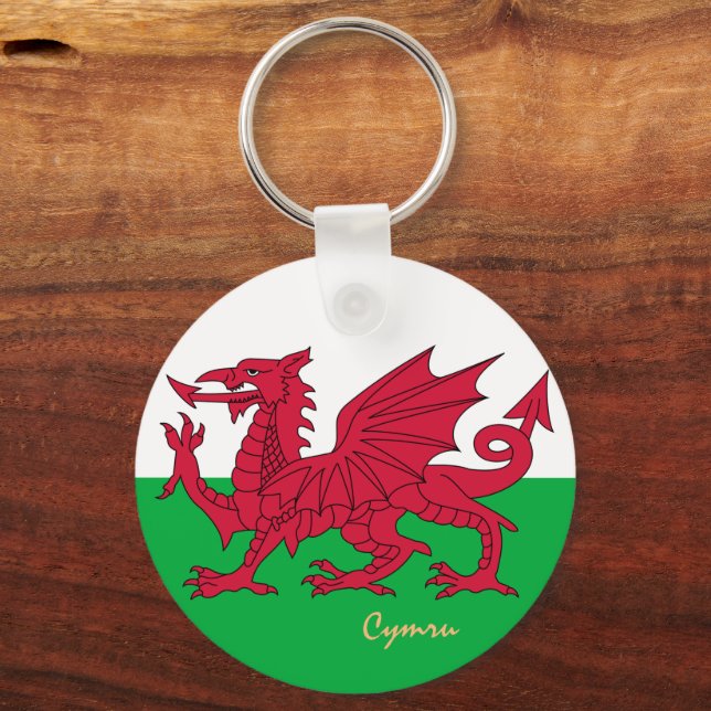 Walisische Flag & Wales Mode, Sport / Cymru Schlüsselanhänger (Vorderseite)