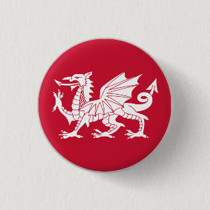 Walisische Flagge Button