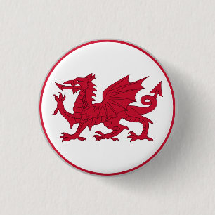 Walisische Flagge Button