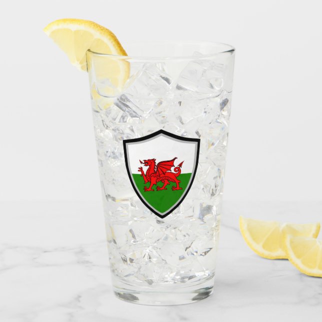 walisische Flagge Glas (Vorderseite Ice)