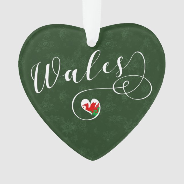 Walisische Flagge im Herzen, Wales Ornament (Vorderseite)