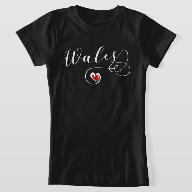 Walisische Flagge im Herzen, Wales T - Shirt (Ablage )