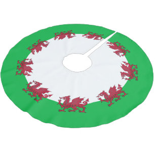 Walisische Flagge Polyester Weihnachtsbaumdecke