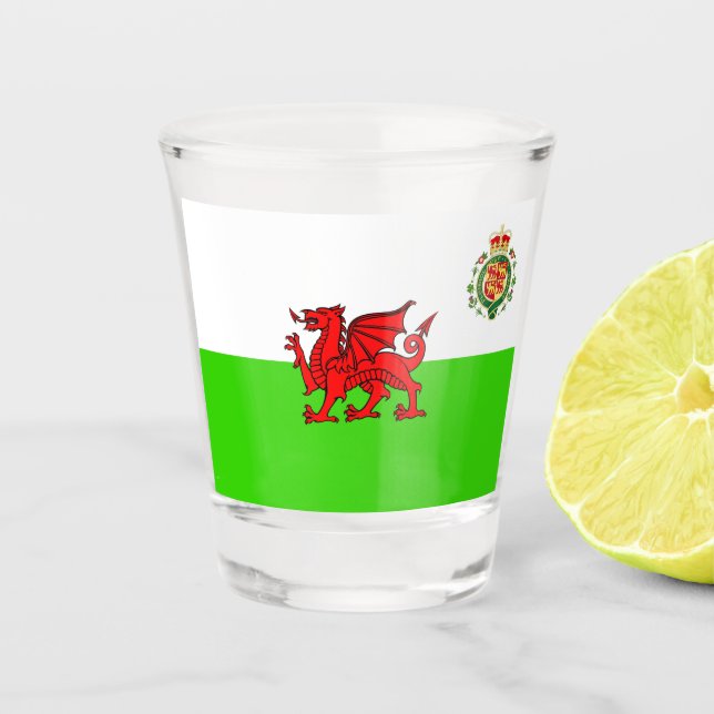 Walisische Flagge Schnapsglas (Vorderseite)