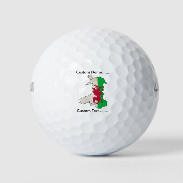 Walisische Flagge und Karte auf einem Golfball. Golfball (Vorderseite)