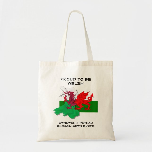 Walisische Flagge Wales PROUD TO BE GUSH Tragetasche (Vorne)