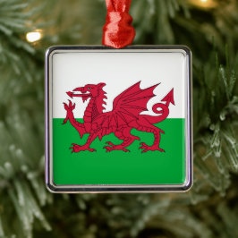 Walisische Flagge (Wales) (walisischer Drache) Ornament Aus Metall
