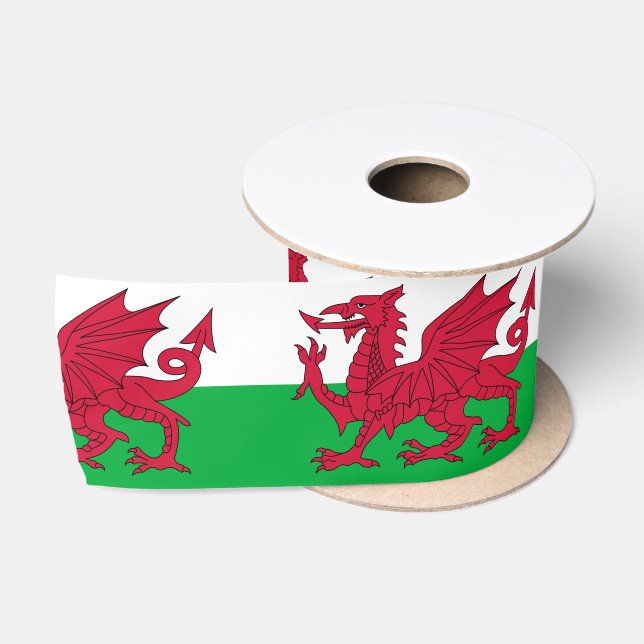 Walisische Flagge (Wales) (walisischer Drache) Satinband (Spule)