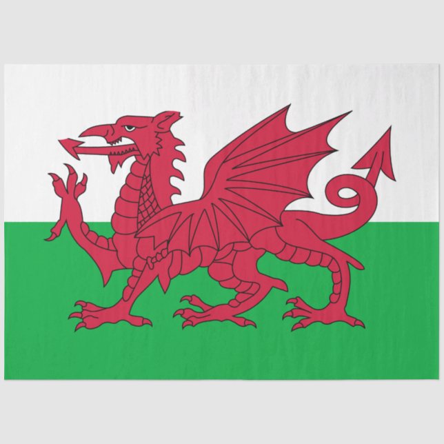 Walisische Flagge (Wales) (walisischer Drache) Seidenpapier (Vorderseite)