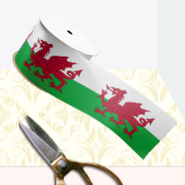 Walisische Flaggenband, Drachenmode, Cymru, Wales Satinband