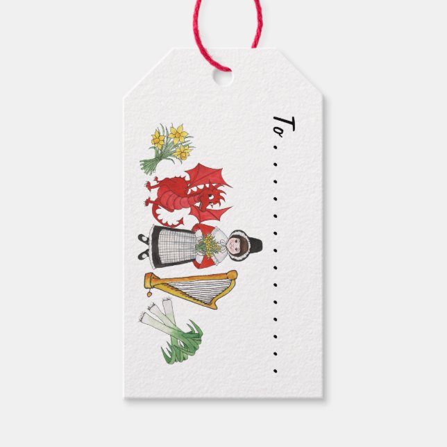 Walisische Kostüme und Embleme Doppelseitige Gesch Geschenkanhänger (Vorderseite)