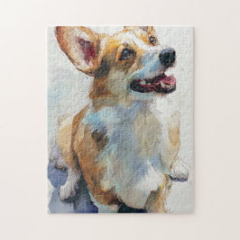 Walisische Pembroke-Corgi-Aquarellmalerei