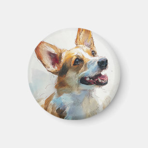 Walisische Pembroke-Corgi-Aquarellmalerei Magnet