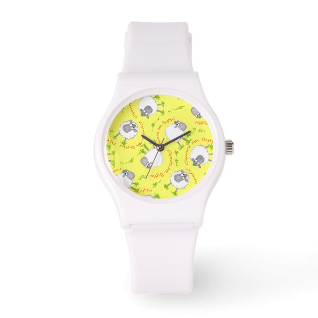 Walisische Schafe, Wales Forever Sporty White Armb Armbanduhr (Vorderseite)