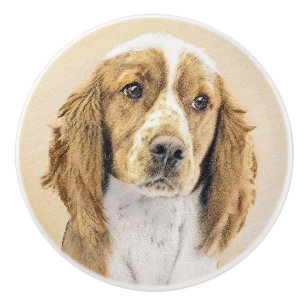 Walisische Springer Spaniel Malerei - Originale Hu Keramikknauf