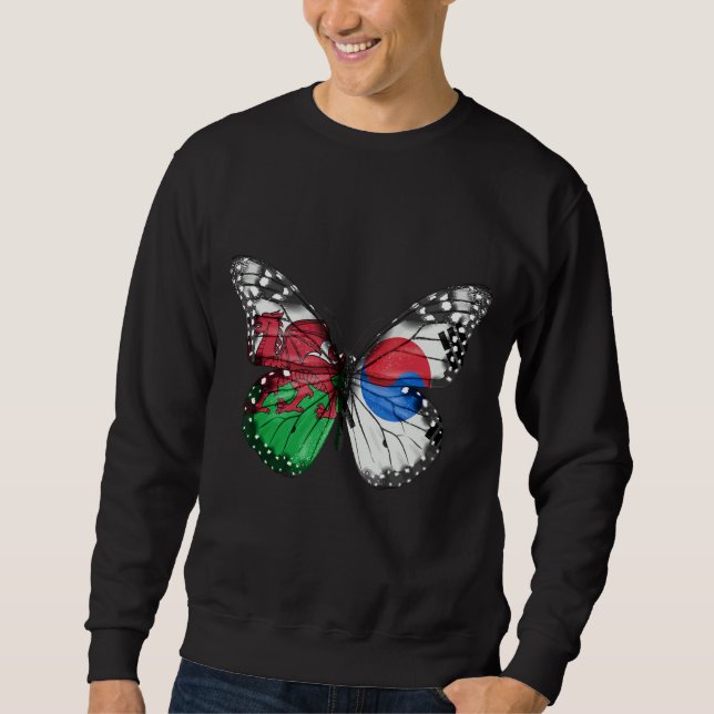 Walisische südkoreanische Flag Butterfly Sweatshirt (Vorderseite)