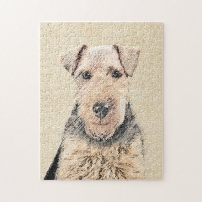 Walisische Terrier-Malerei - Niedliche Original Hu (Vertikal)