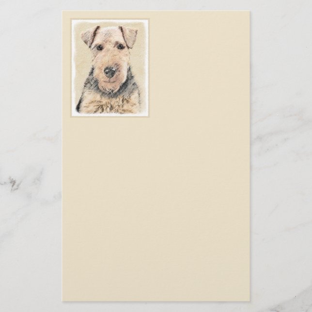 Walisische Terrier-Malerei - Niedliche Original Hu Briefpapier (Vorderseite)