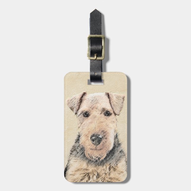 Walisische Terrier-Malerei - Niedliche Original Hu Gepäckanhänger (Vorderseite vertikal)