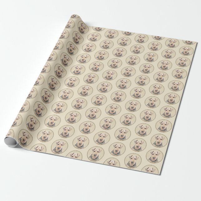 Walisische Terrier-Malerei - Niedliche Original Hu Geschenkpapier (Ungerollt)
