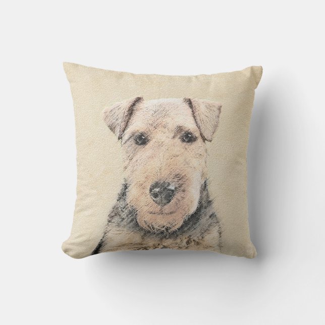 Walisische Terrier-Malerei - Niedliche Original Hu Kissen (Vorderseite)