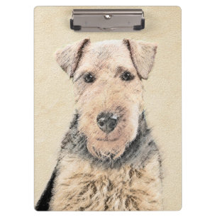 Walisische Terrier-Malerei - Niedliche Original Hu Klemmbrett
