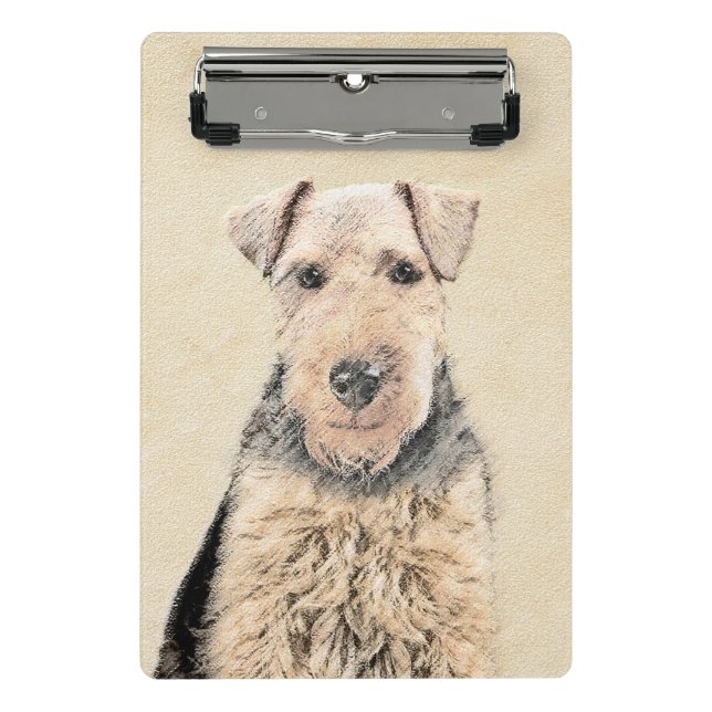 Walisische Terrier-Malerei - Niedliche Original Hu Mini Klemmbrett (Vorderseite)