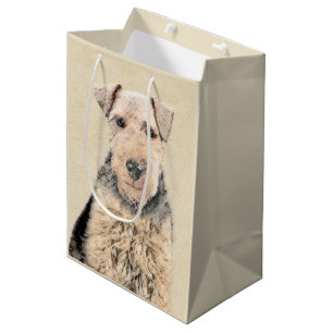 Walisische Terrier-Malerei - Niedliche Original Hu Mittlere Geschenktüte