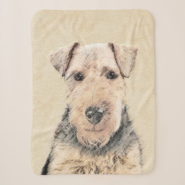 Walisische Terrier-Malerei - Niedliche Original Hu Sherpadecke (Vorderseite)