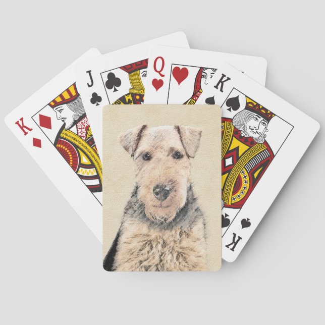 Walisische Terrier-Malerei - Niedliche Original Hu Spielkarten (Rückseite)
