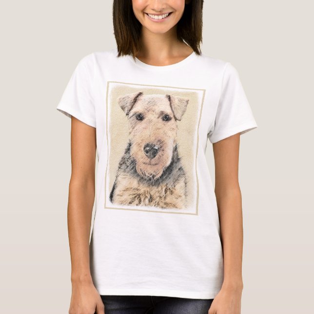 Walisische Terrier-Malerei - Niedliche Original Hu T-Shirt (Vorderseite)