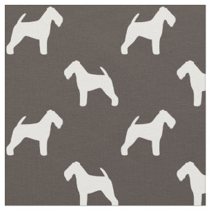 Walisische Terrier Silhouetten Grau-Weiß-Muster Stoff