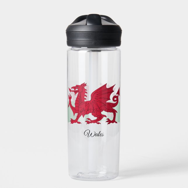 Walisische Wappen, Drachenflagge, Wales Trinkflasche (Vorderseite)