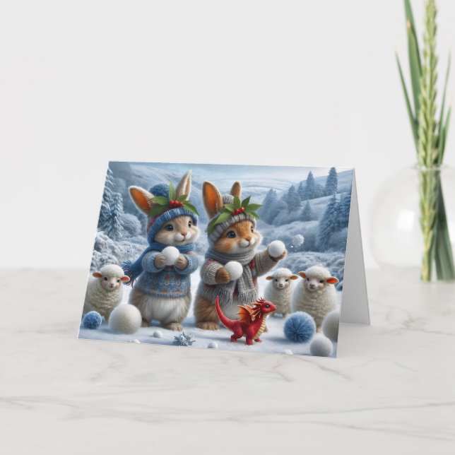 Walisische Weihnachtskarte Feiertagskarte (Vorderseite)