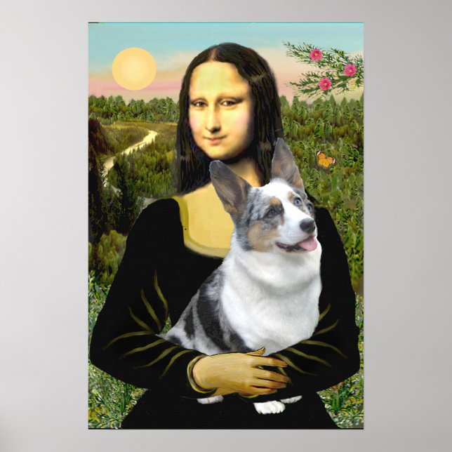 Walisischer Corgi (blaues Merle) - Moan Lisa Poster (Vorne)