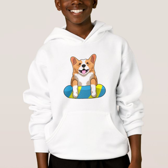 Walisischer Corgi im Schwimmen mit Brett Hoodie (Vorderseite)