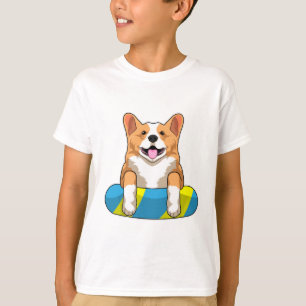 Walisischer Corgi im Schwimmen mit Brett T-Shirt
