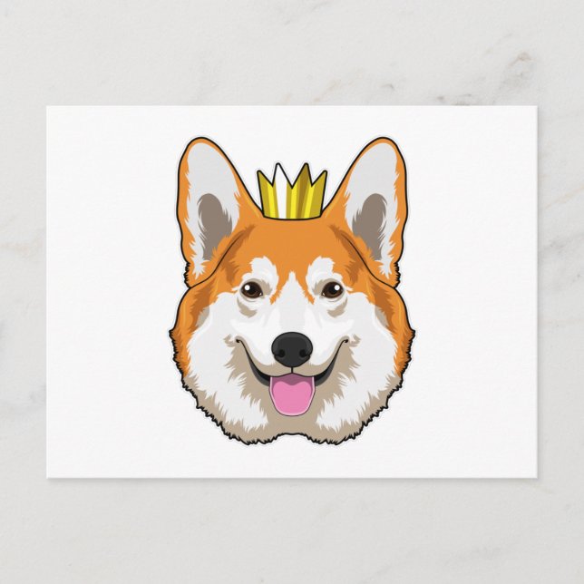 Walisischer Corgi mit Krone Postkarte (Vorderseite)