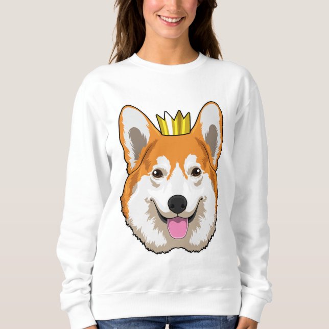 Walisischer Corgi mit Krone Sweatshirt (Vorderseite)