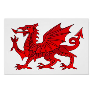 Walisischer Drache mit Abschrägungseffekt Poster