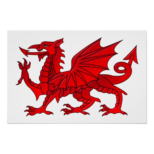 Walisischer Drache mit Abschrägungseffekt Poster (Vorderseite)