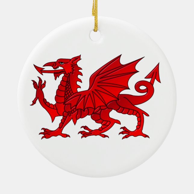Walisischer Drache mit Kegeleffekt Keramik Ornament (Hinten)