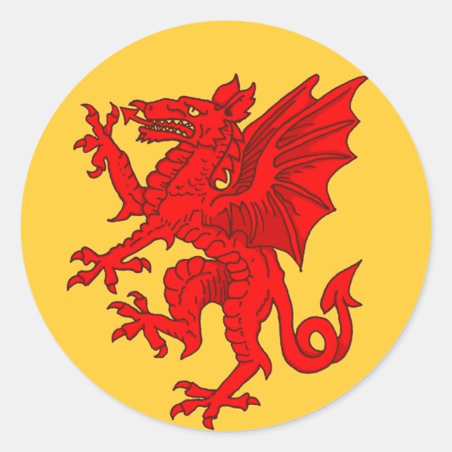 Walisischer Dragon gelb - Maßgeschneidert Runder Aufkleber (Vorderseite)