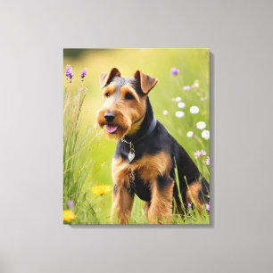 Walisischer Terrier in Wildblume Wiese Leinwanddruck