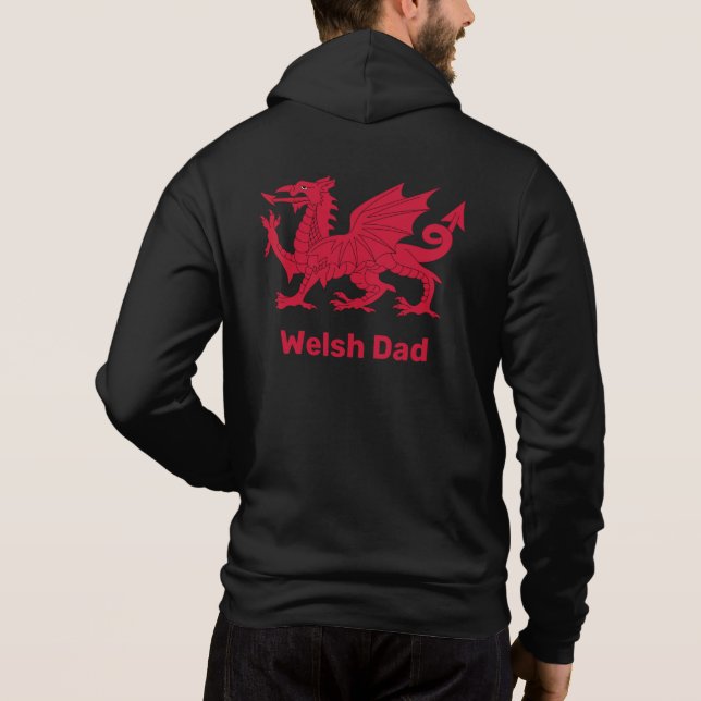 Walisischer Vater, Roter Drache & Wales, Flagge /  Hoodie (Rückseite)