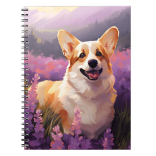 Walisisches Corgi auf Lavenderfeld Notizblock